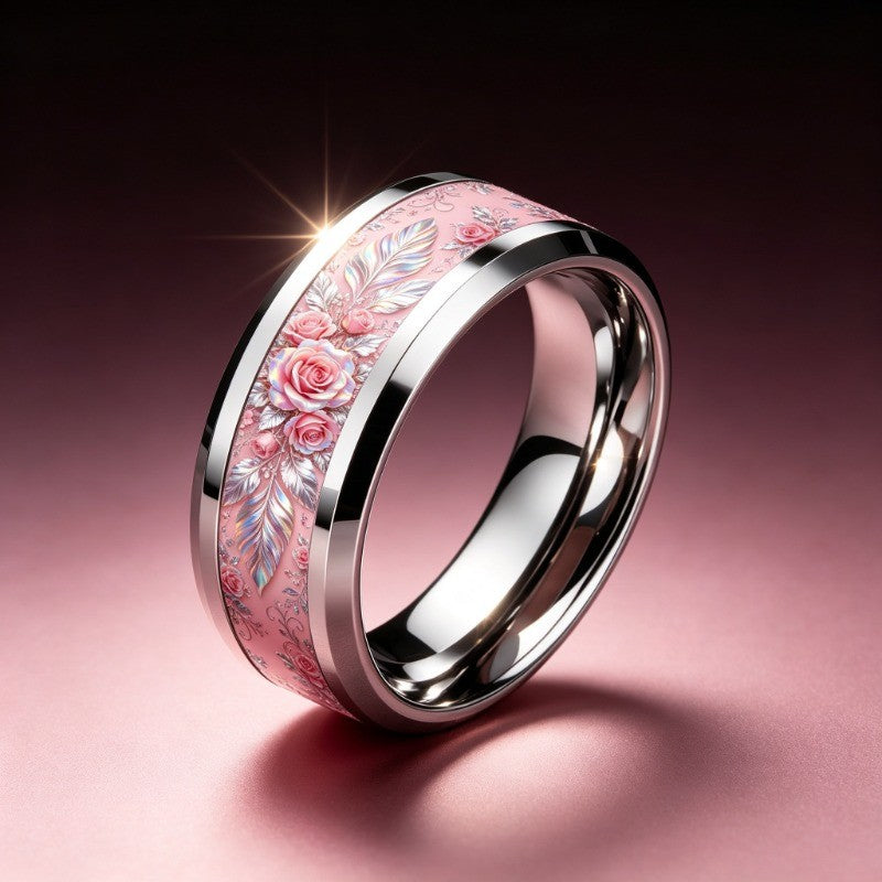 Pink Rose Floral Ring