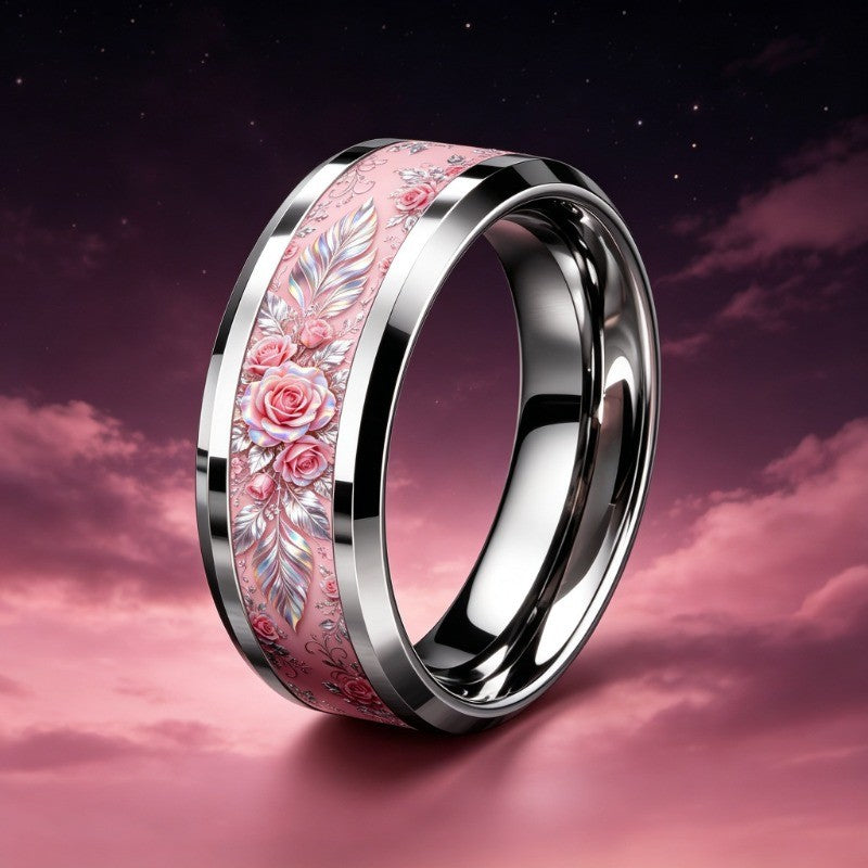 Pink Rose Floral Ring