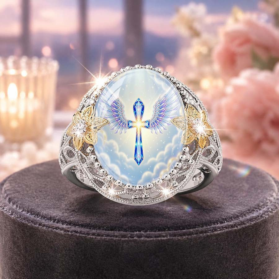 Winged Cross Statement Ring