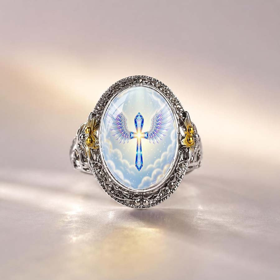 Winged Cross Statement Ring