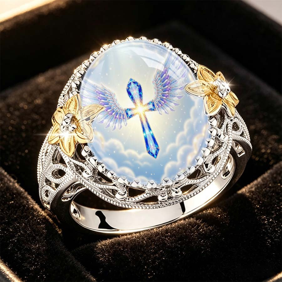 Winged Cross Statement Ring