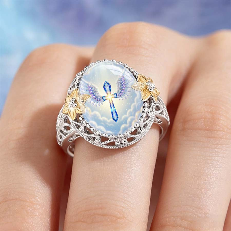 Winged Cross Statement Ring