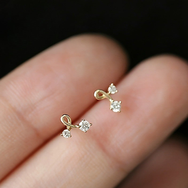 Crystal Ribbon Stud Earrings