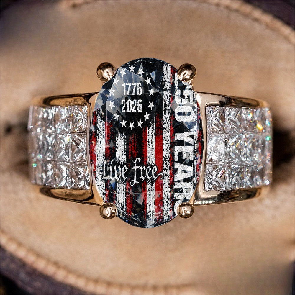 Live Free Oval Statement Ring