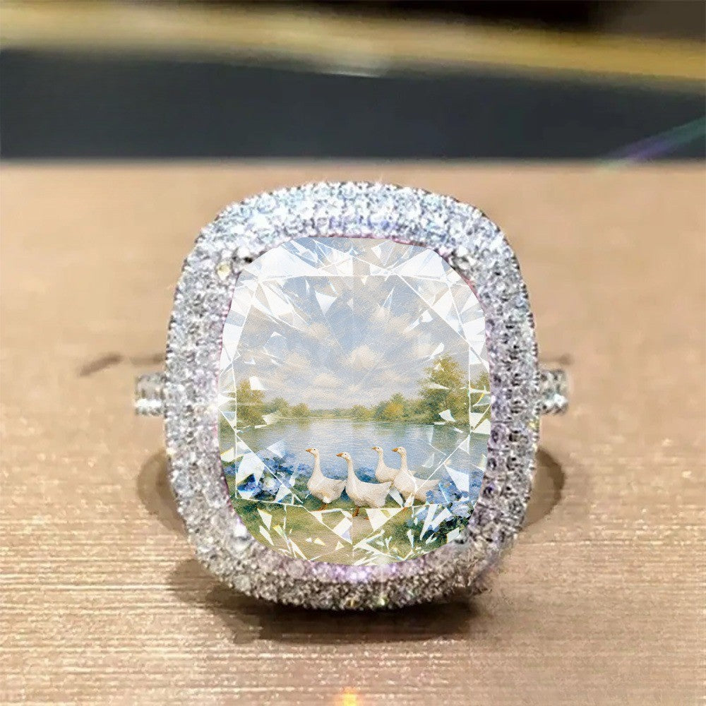 Lakeside Geese Statement Ring