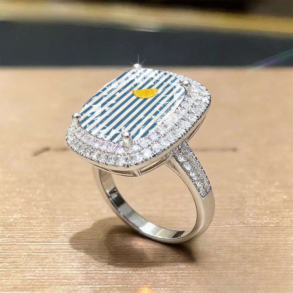 Blue Stripe Orange Slice Ring