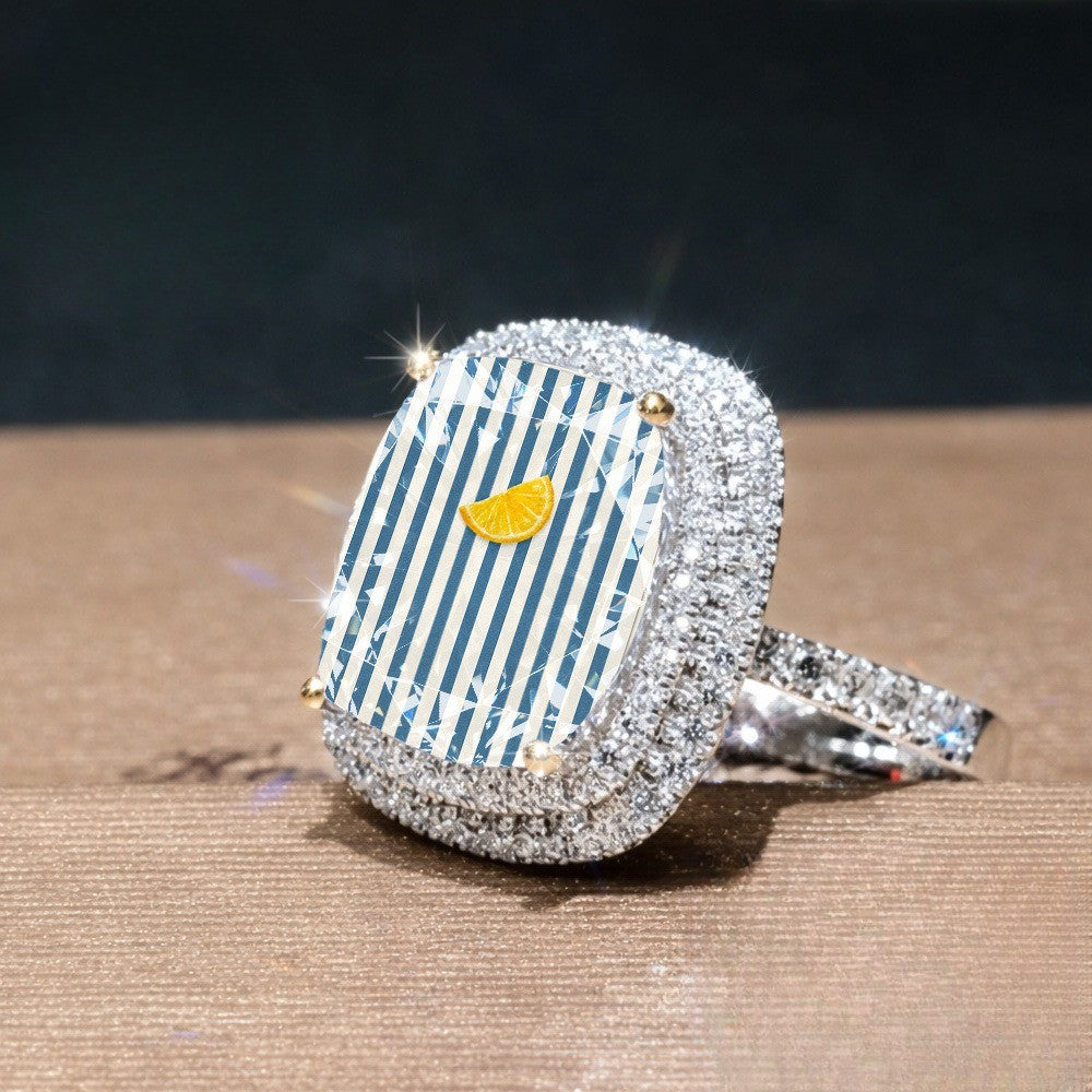 Blue Stripe Orange Slice Ring