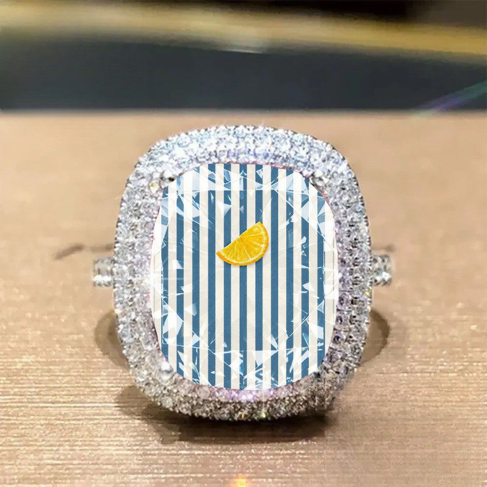 Blue Stripe Orange Slice Ring