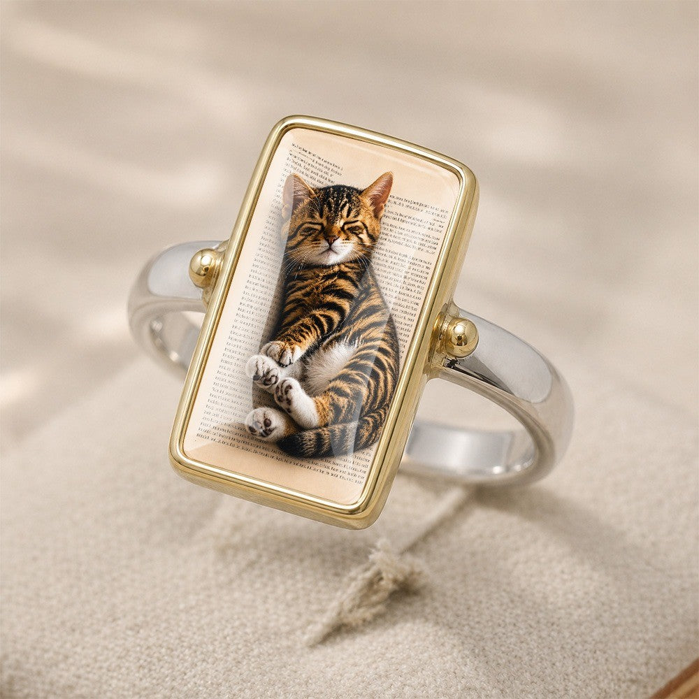 Sleeping Tabby Cat Book Ring