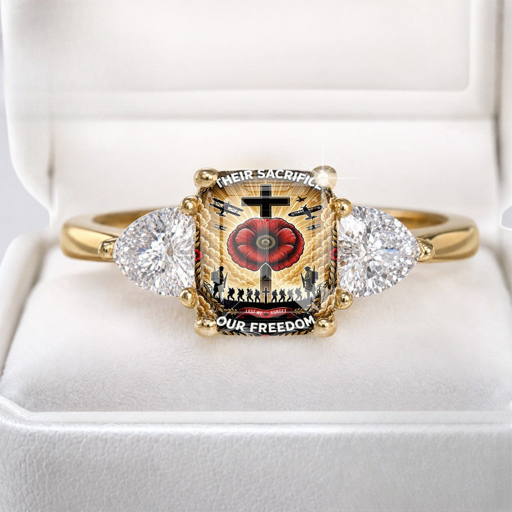 Memorial Poppy & Cross Ring