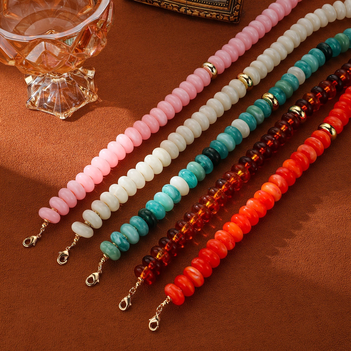 Turquoise Marbled Disc Necklace