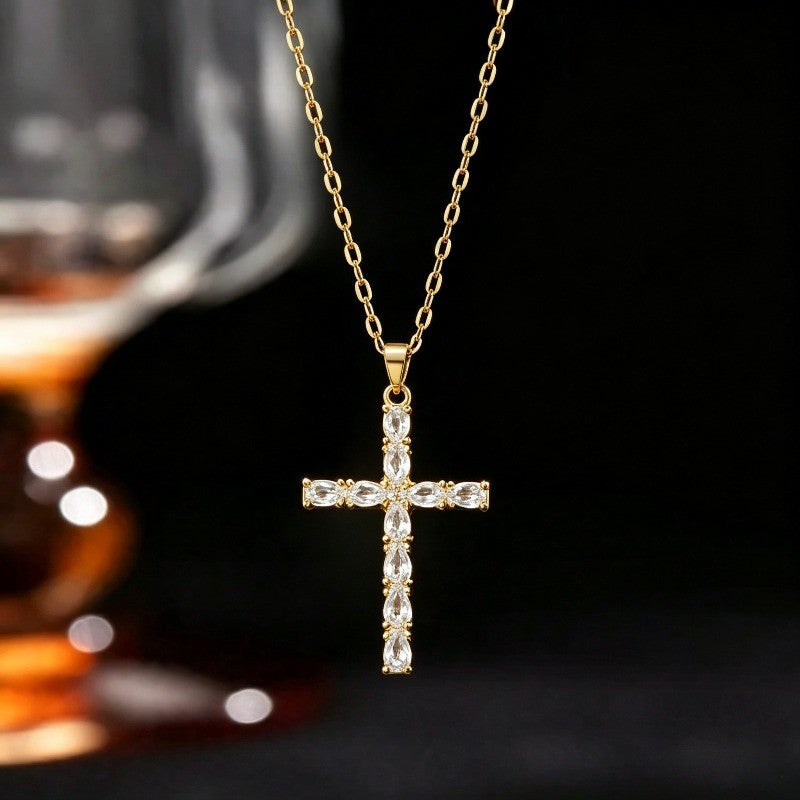Marquise Crystal Cross Necklace