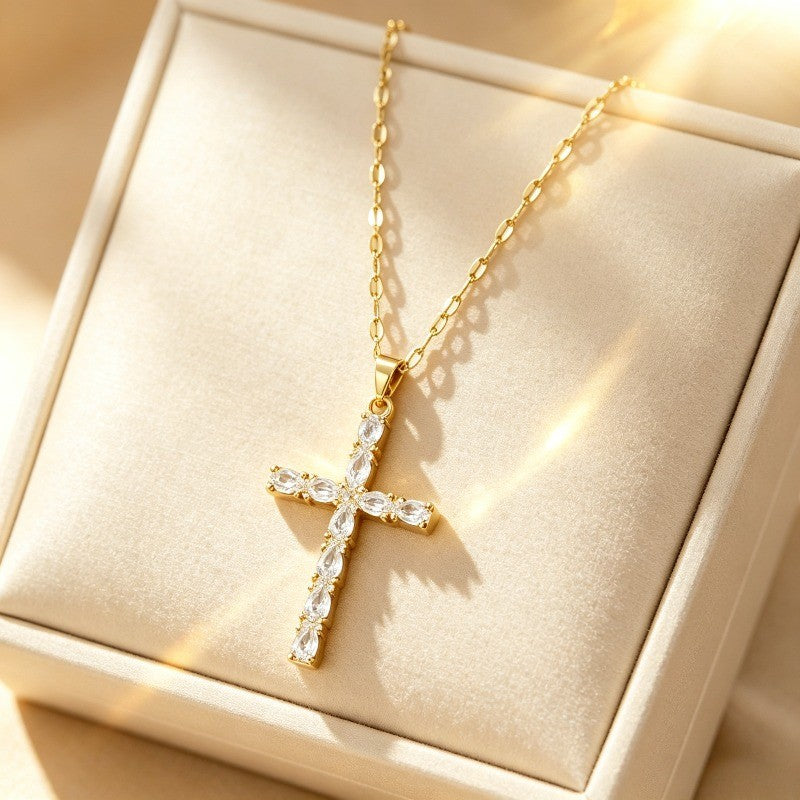Marquise Crystal Cross Necklace