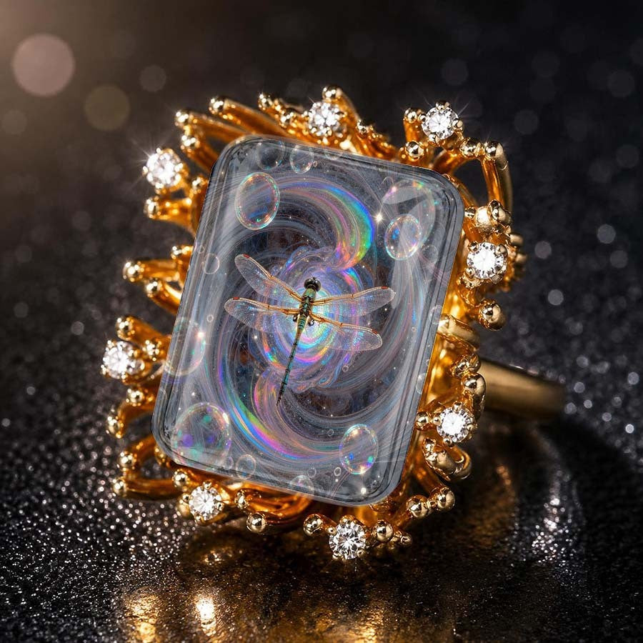 Dragonfly Vortex Square Ring