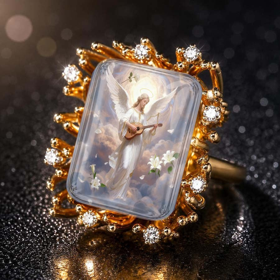 Angel Square Statement Ring