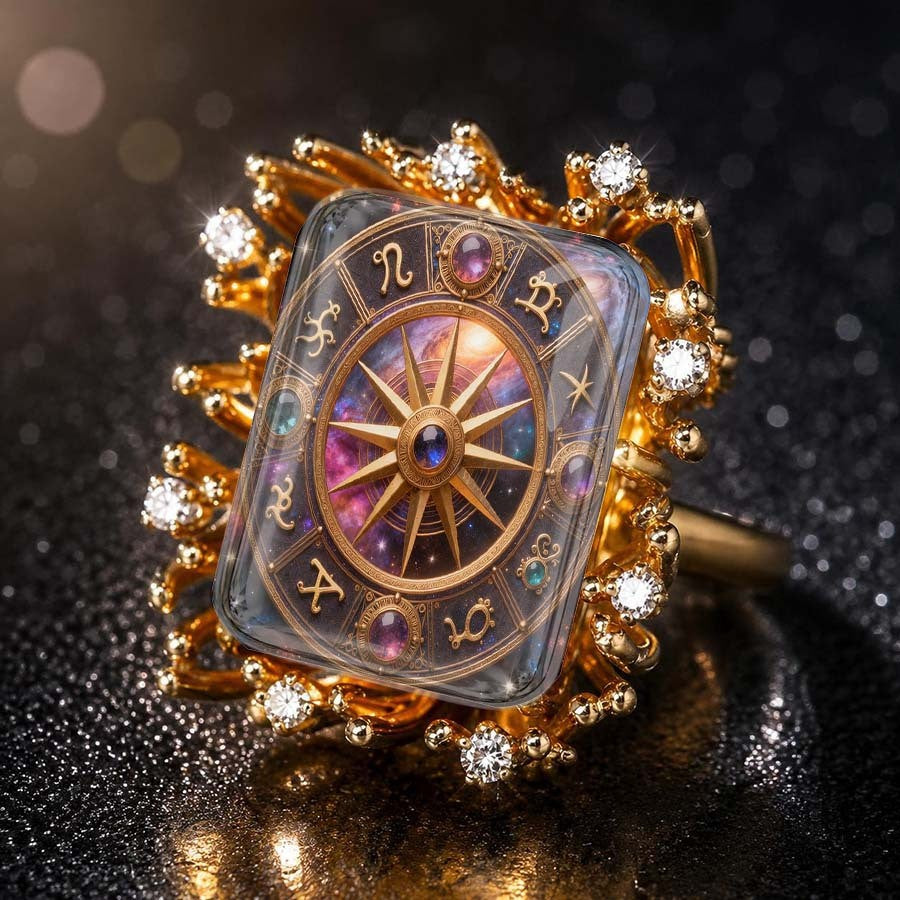 Zodiac Compass Square Ring
