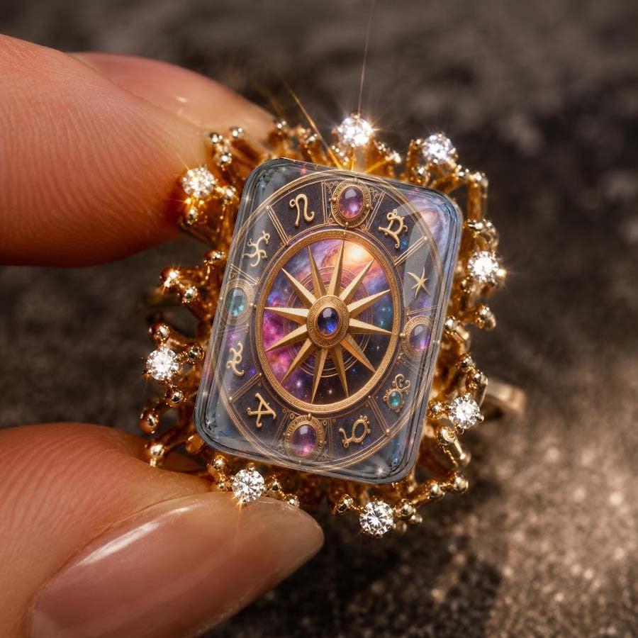 Zodiac Compass Square Ring