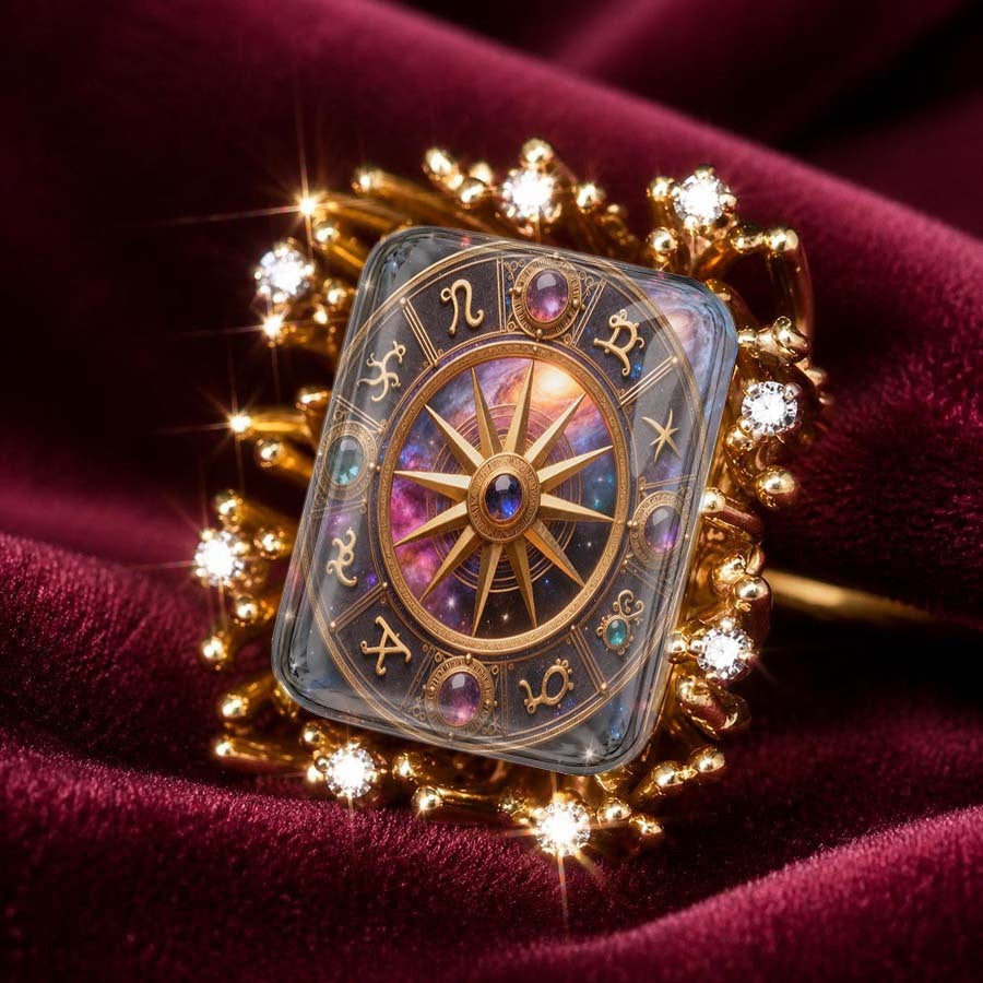 Zodiac Compass Square Ring