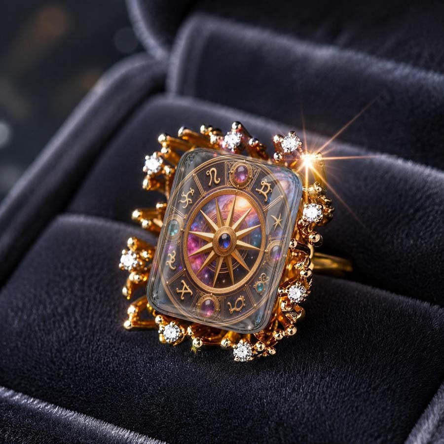 Zodiac Compass Square Ring