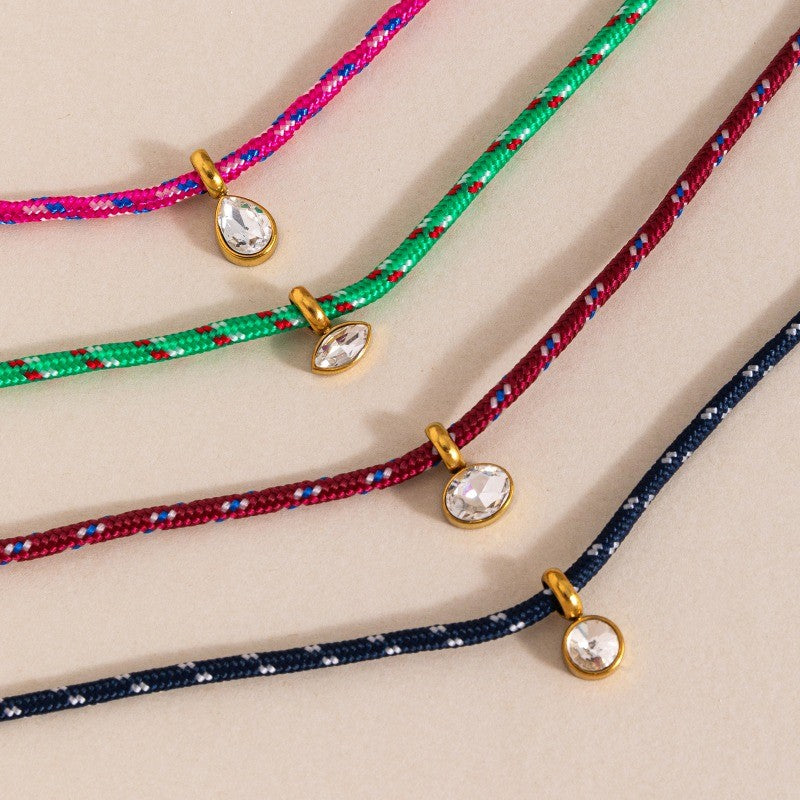 Woven Rope Crystal Pendant Necklace