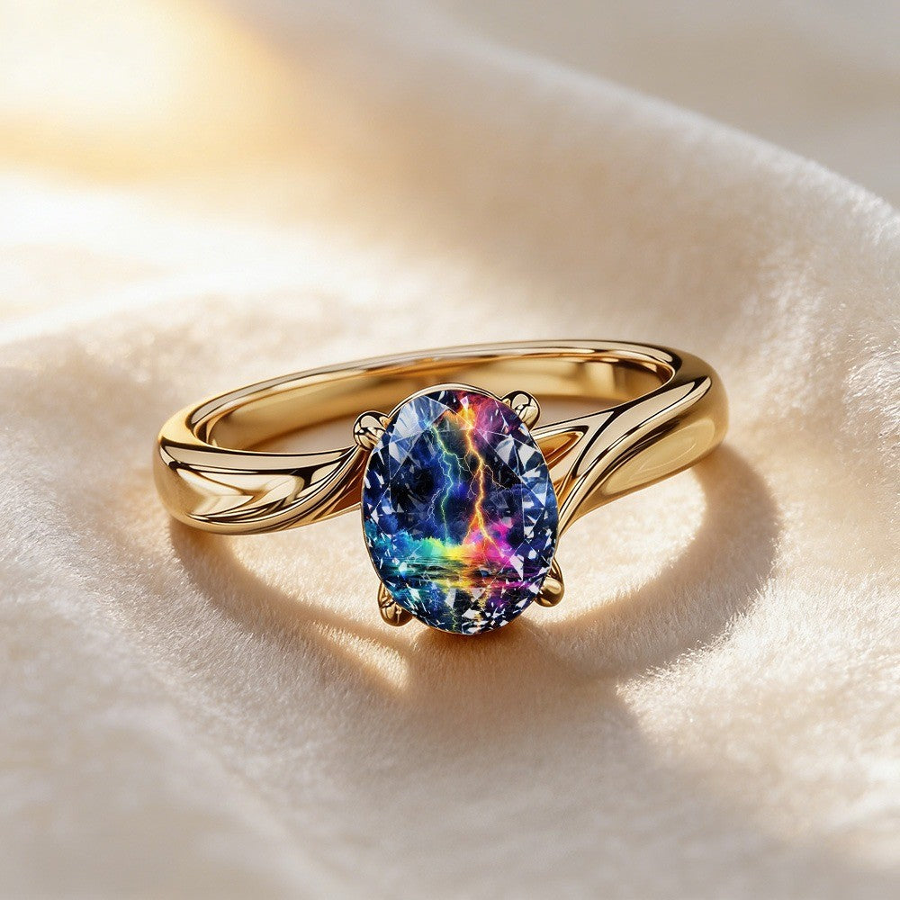 Rainbow Lightning Oval Ring
