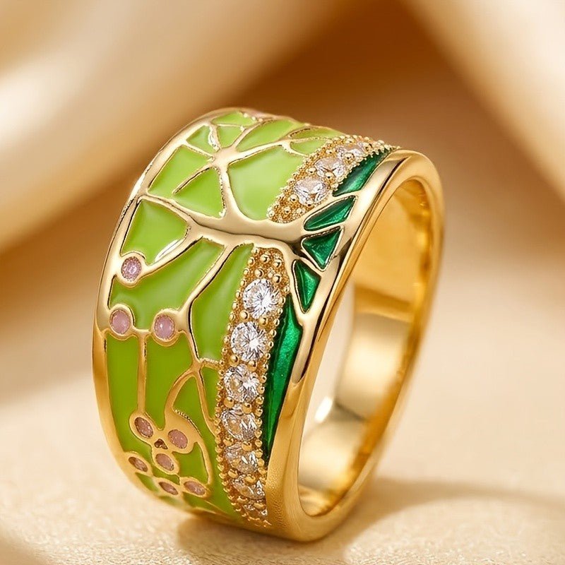 Enamel Tree of Life Statement Ring