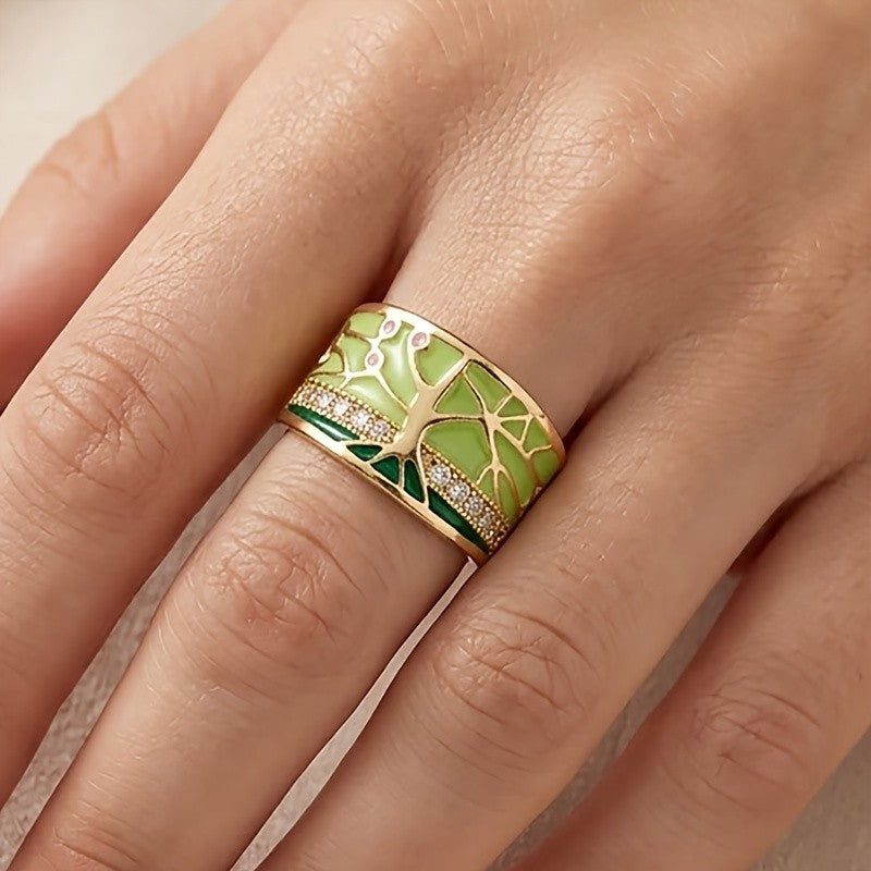 Enamel Tree of Life Statement Ring