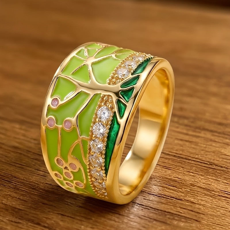 Enamel Tree of Life Statement Ring