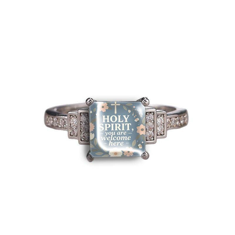 Holy Spirit Floral Square Ring