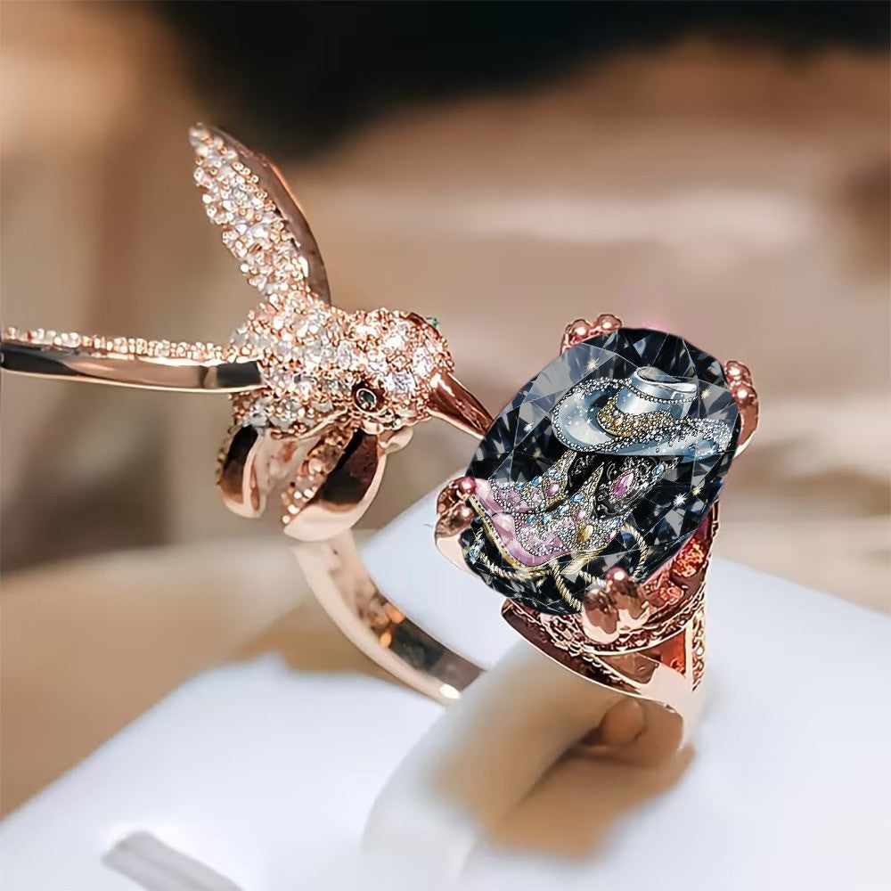 Cowboy Hat & Boots Crystal Ring