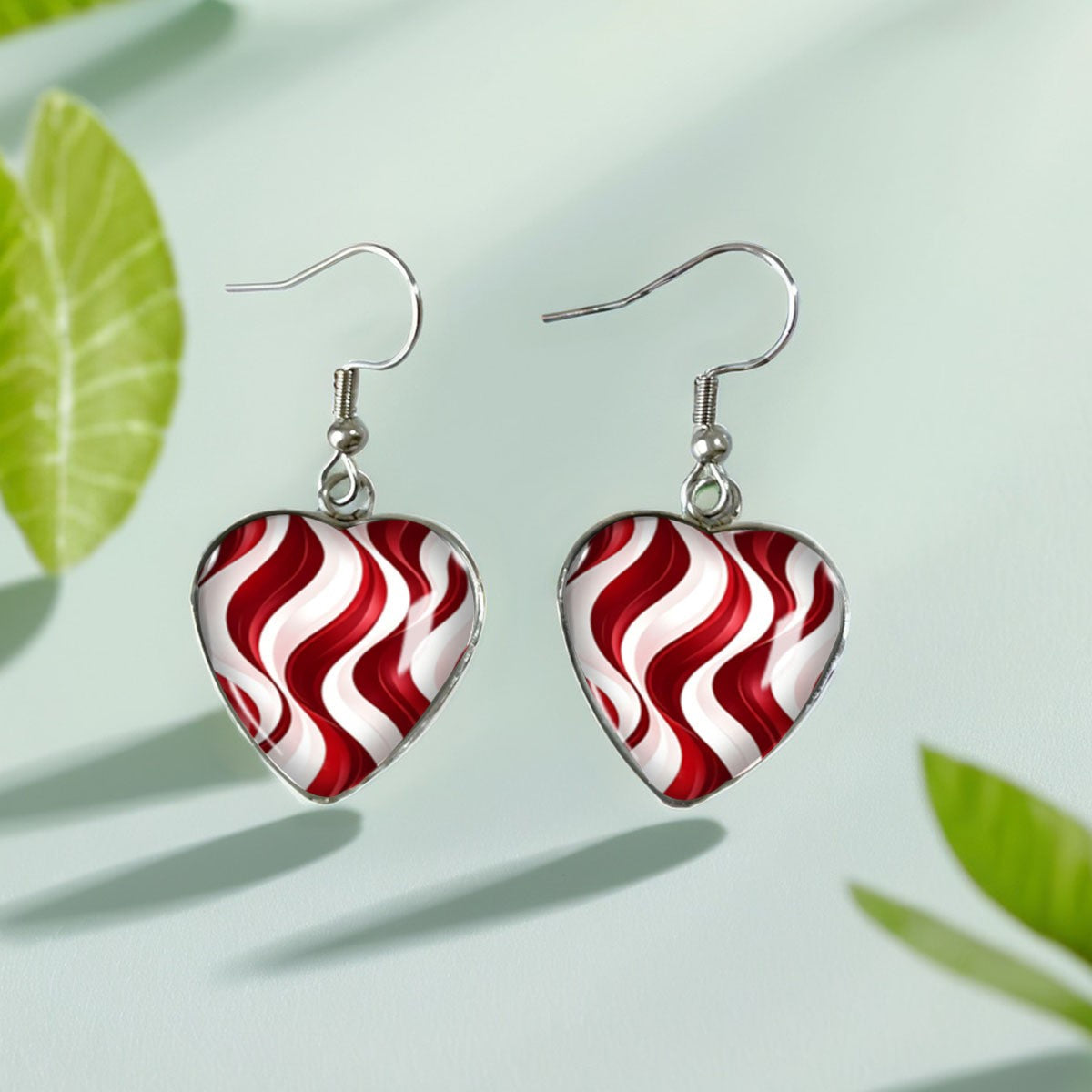 Red Wavy Heart Earrings