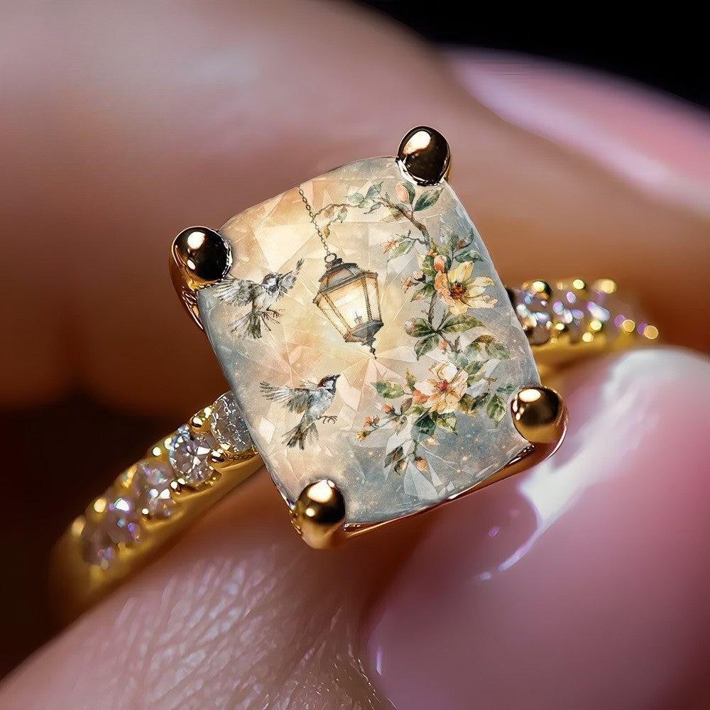 Bird & Lantern Square Ring