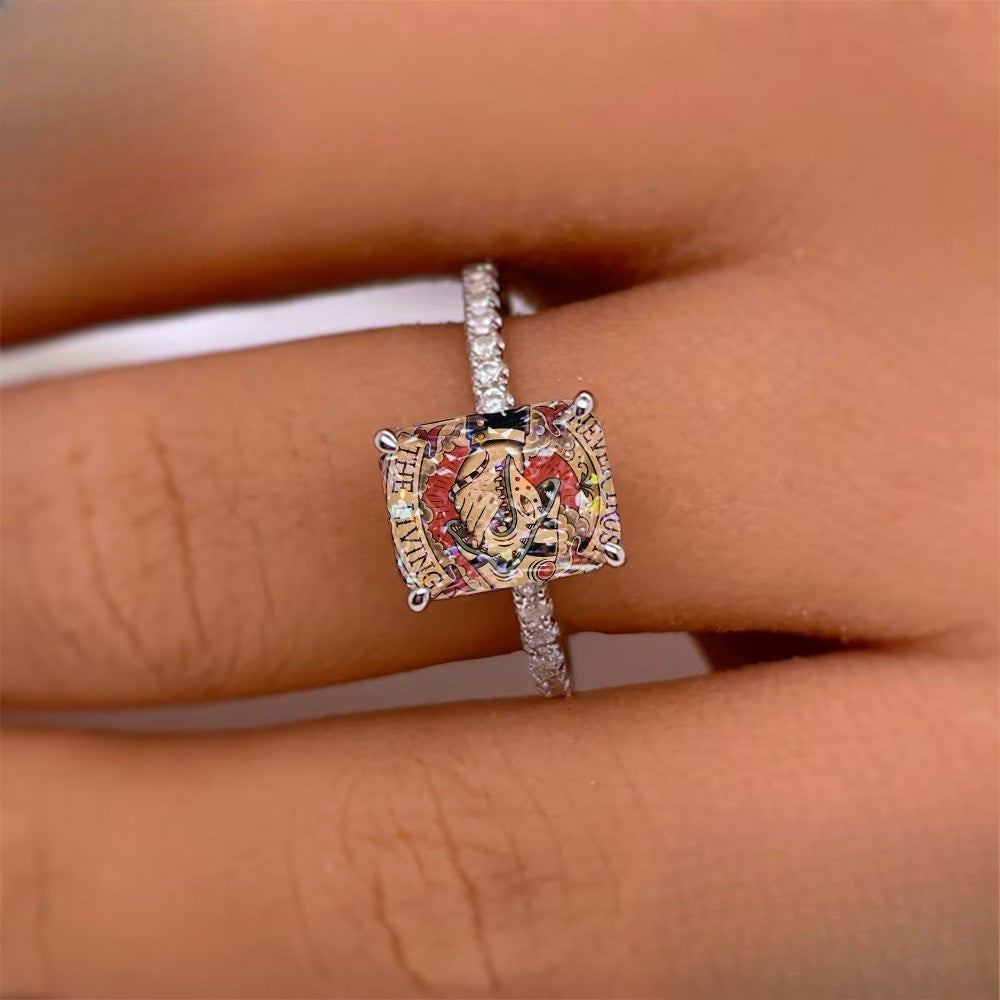 Vintage Tattoo Square Ring