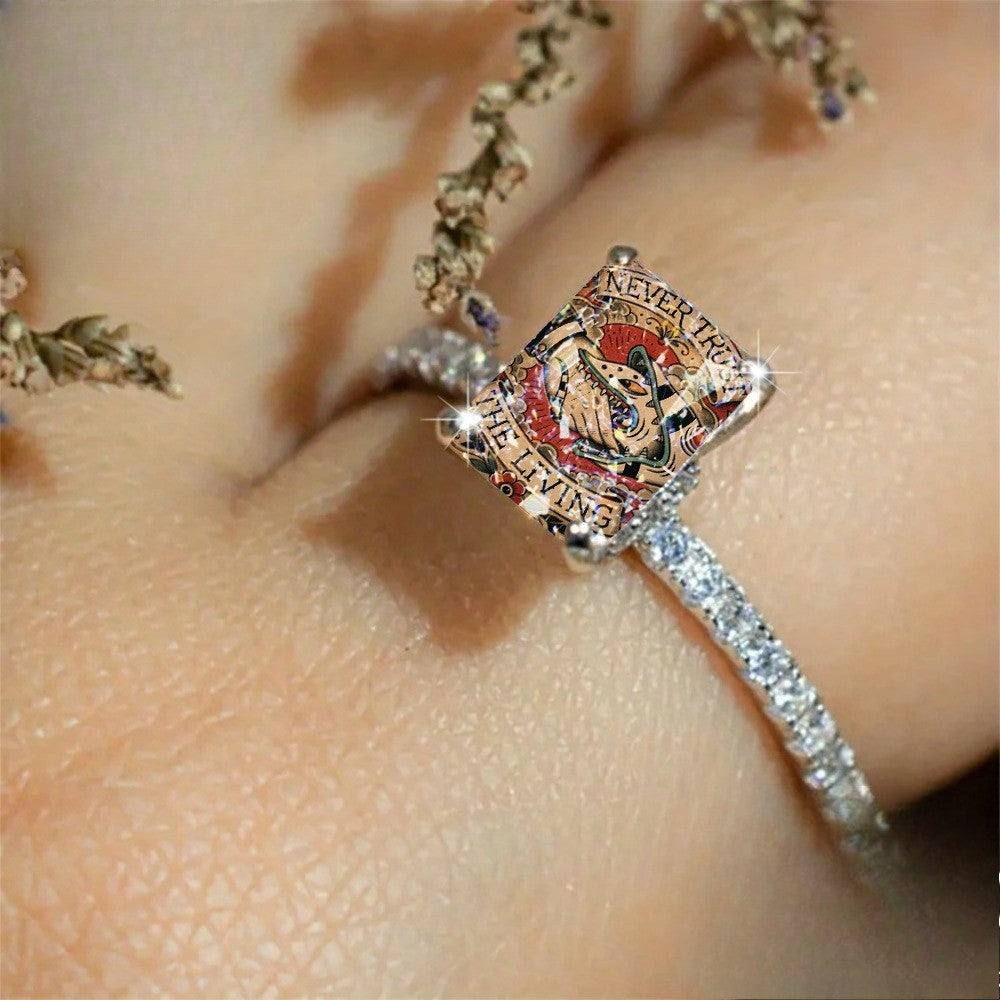 Vintage Tattoo Square Ring