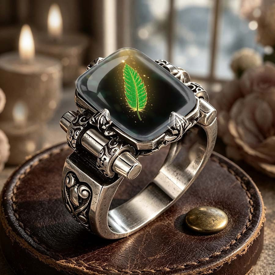 Glowing Feather Square Ring