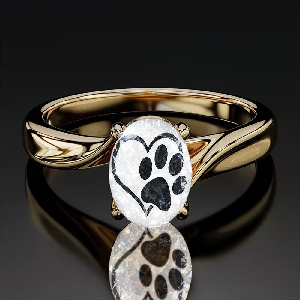 Heart Paw Print Ring