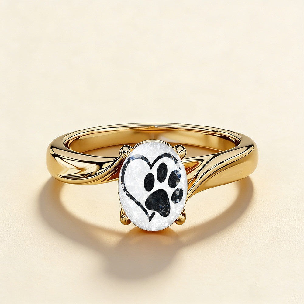Heart Paw Print Ring