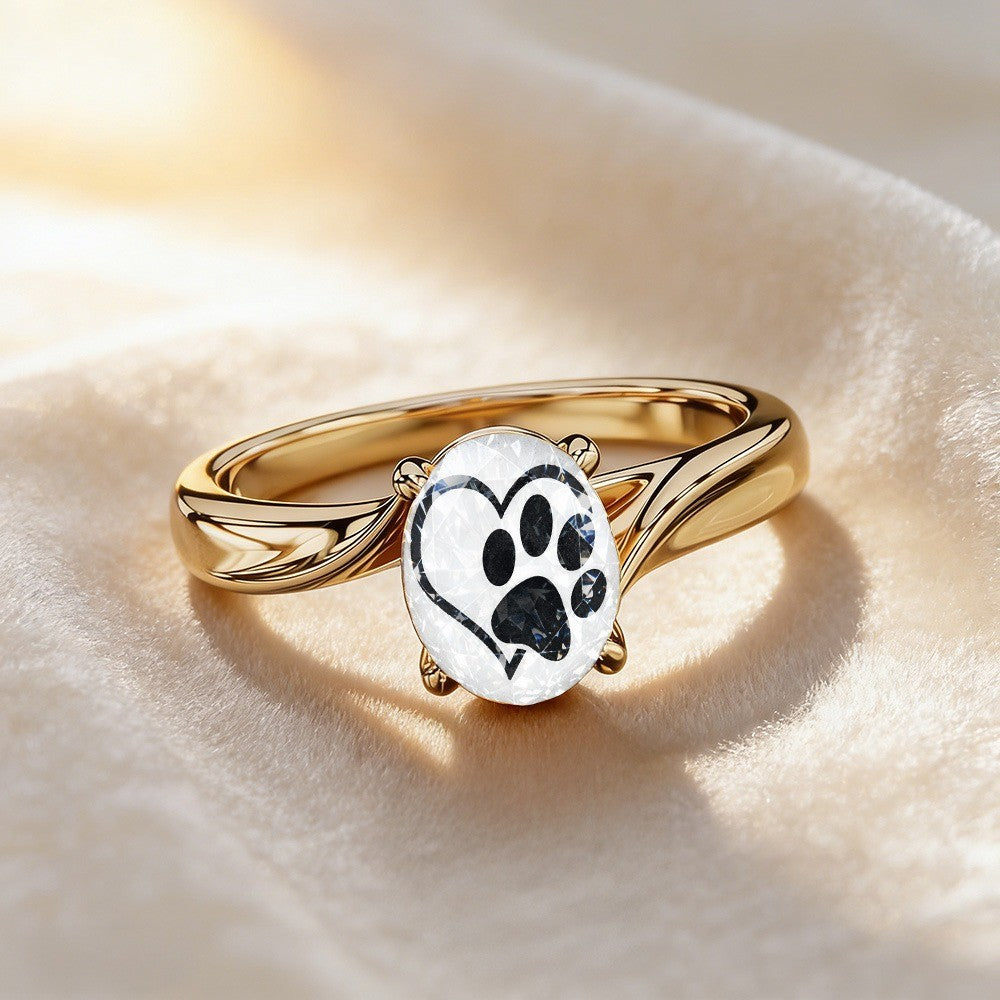 Heart Paw Print Ring