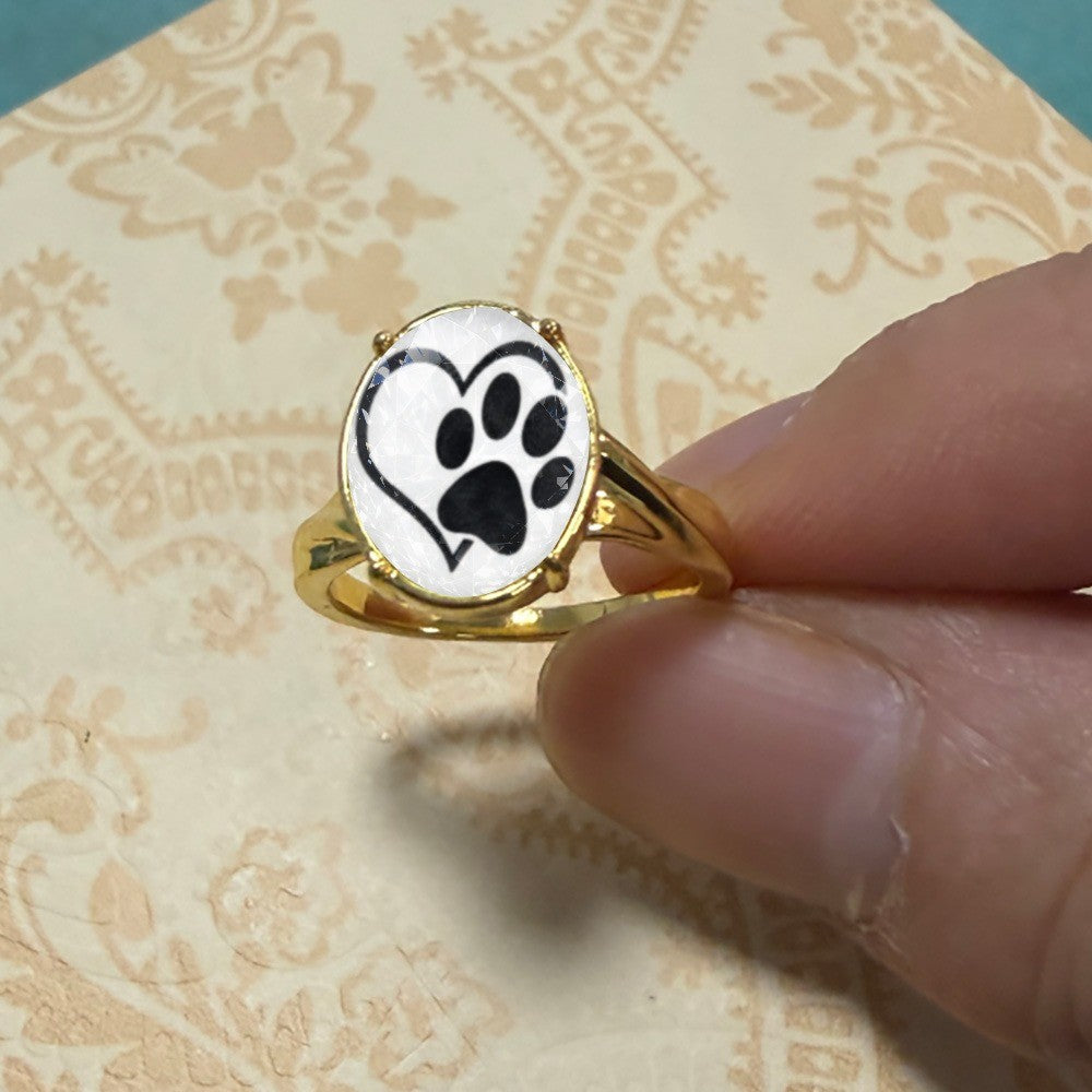 Heart Paw Print Ring