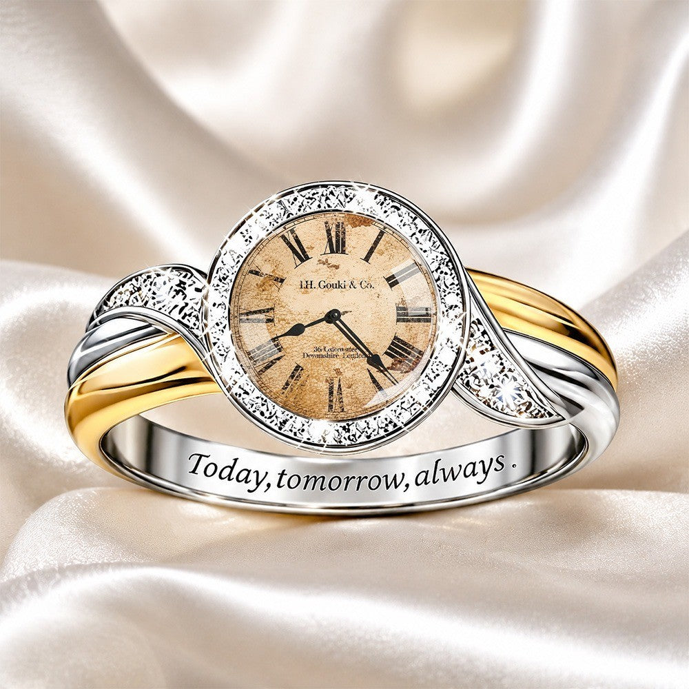 Crystal Clock Face Wrap Ring