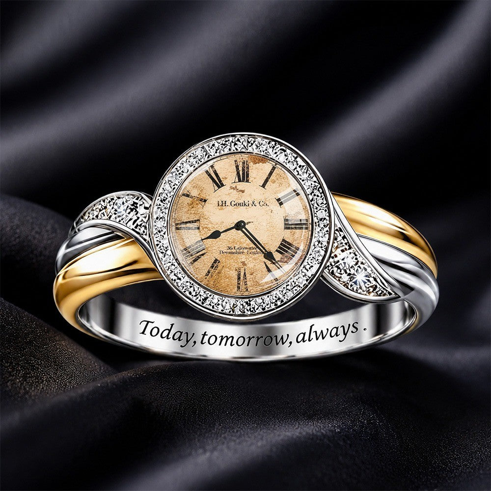 Crystal Clock Face Wrap Ring