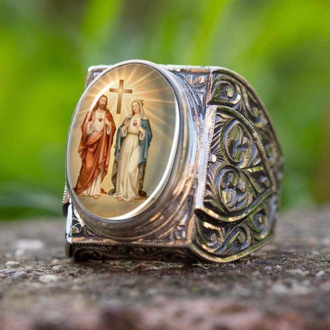 Sacred Hearts Oval Ring