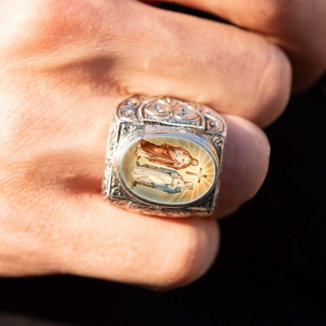 Sacred Hearts Oval Ring