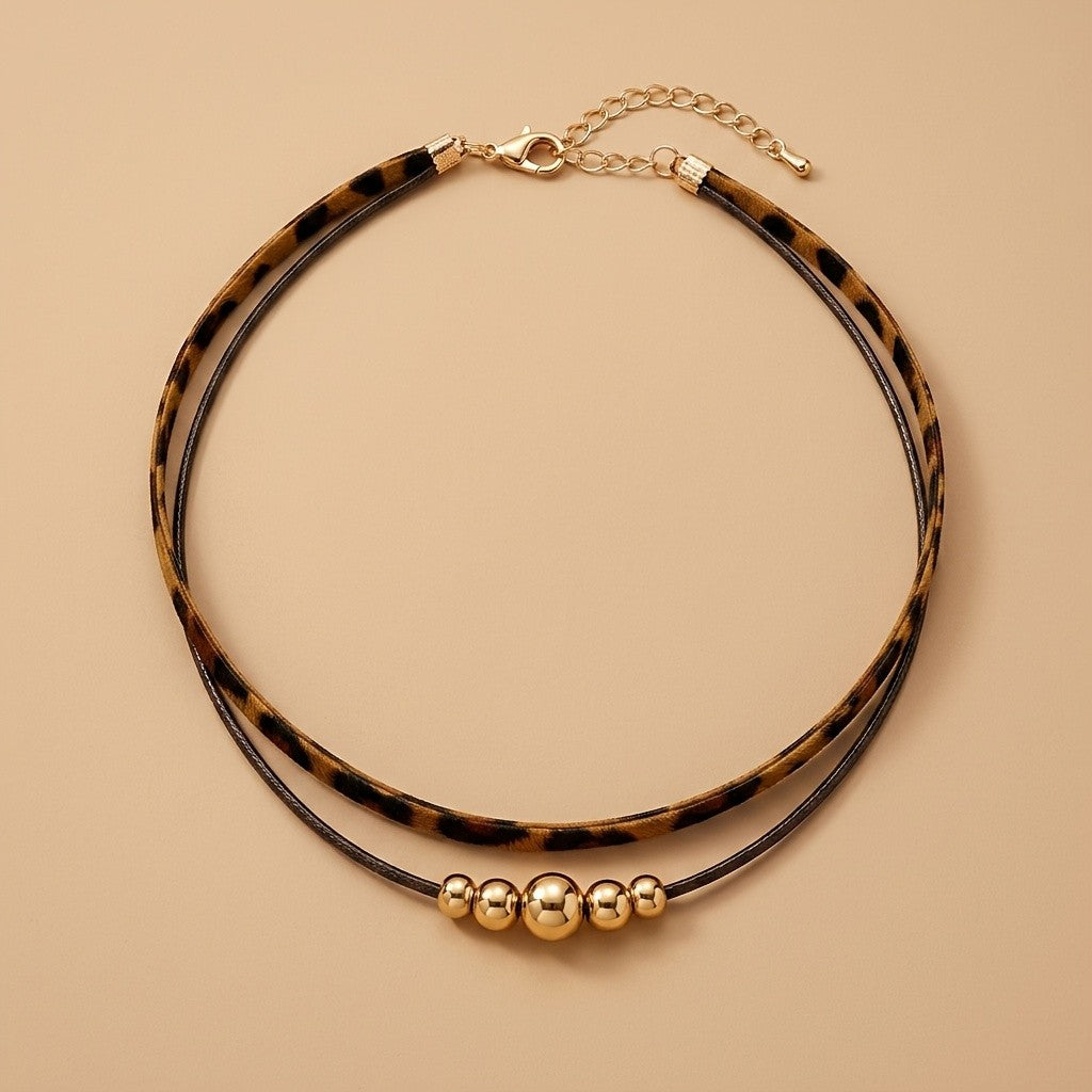 Leopard Print Bead Choker