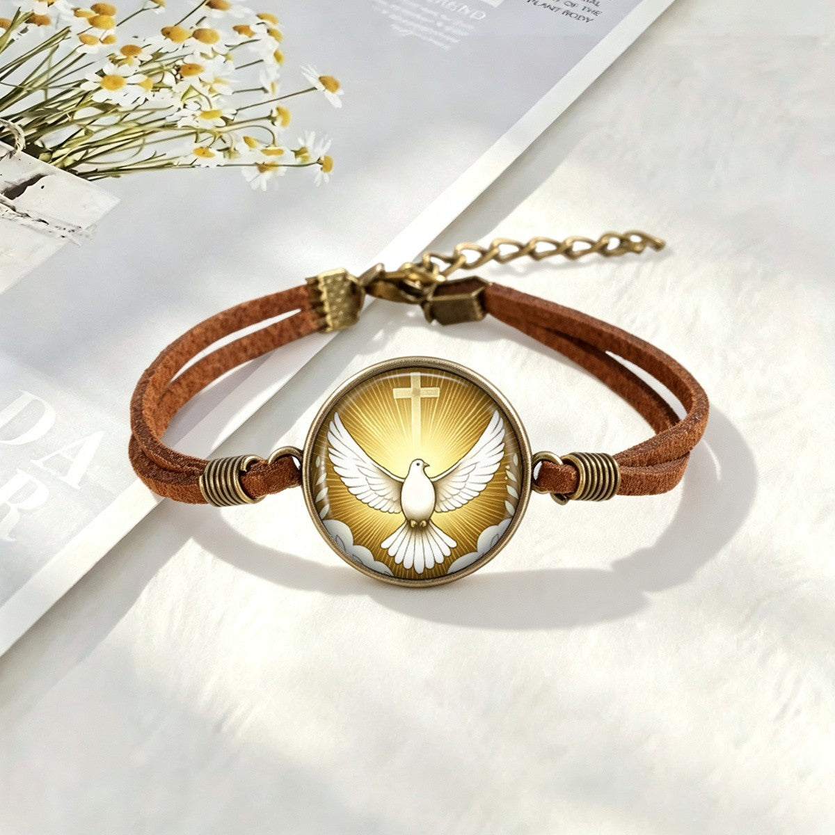 Dove & Cross Cabochon Bracelet
