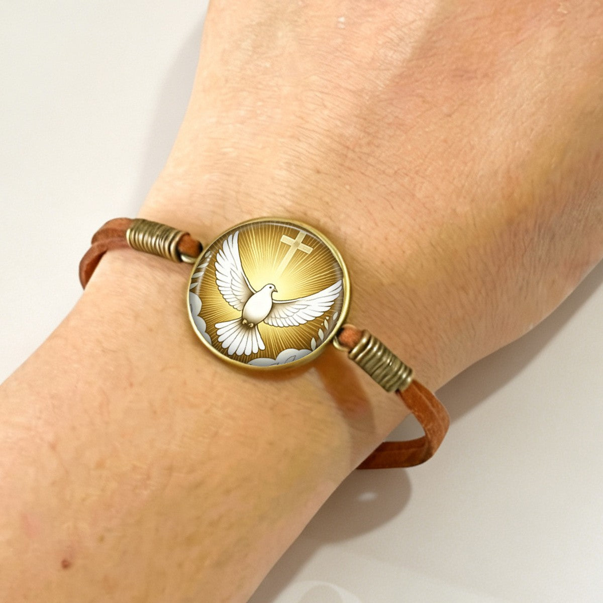 Dove & Cross Cabochon Bracelet