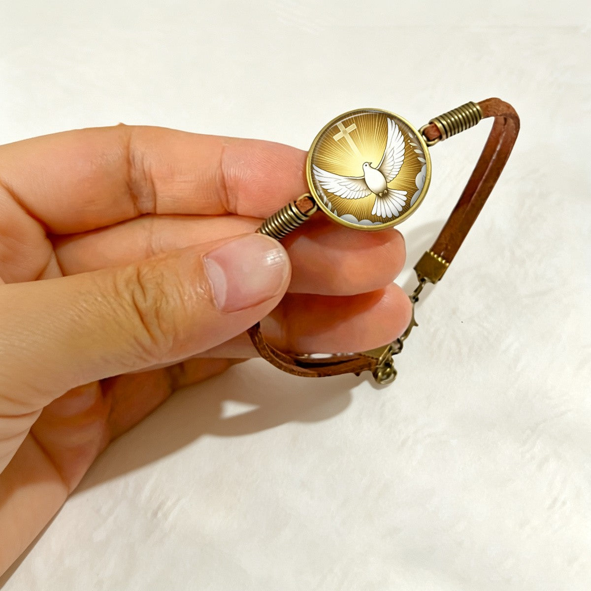 Dove & Cross Cabochon Bracelet