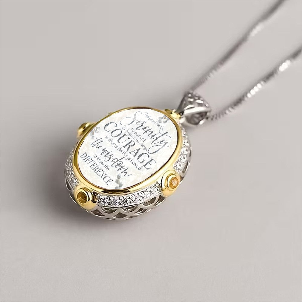 Serenity Prayer Oval Pendant Necklace