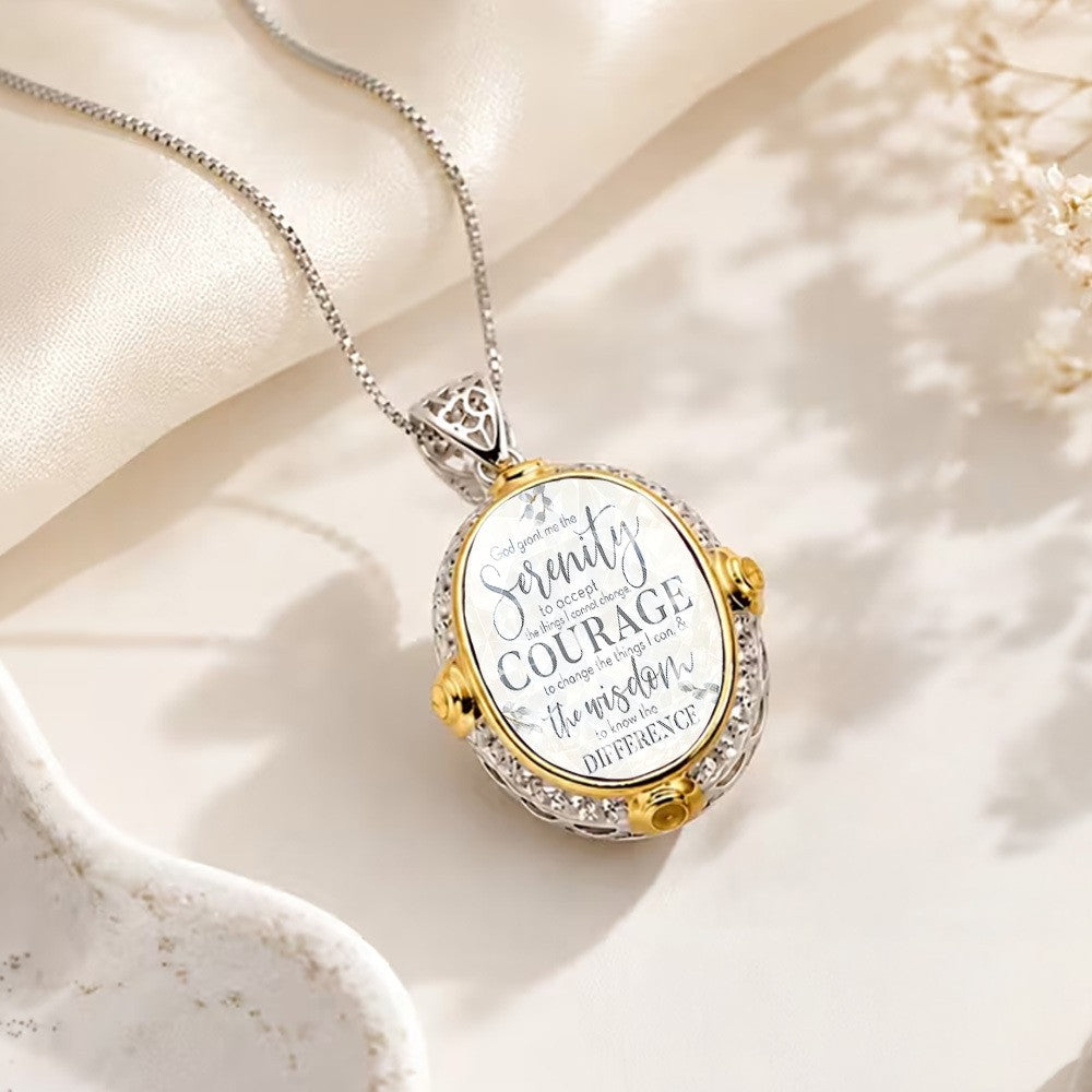 Serenity Prayer Oval Pendant Necklace