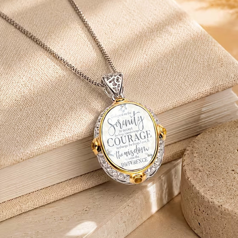 Serenity Prayer Oval Pendant Necklace